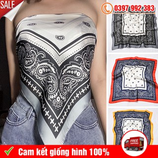 Khăn Turban Lụa Satin 70x70 cm Làm Áo Ngực Có Thể Choàng Cổ Phong Cách Hàn Quốc