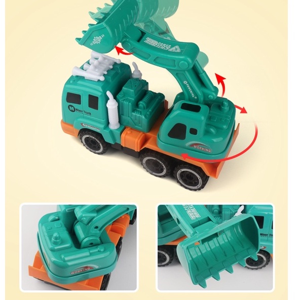 Xe cẩu phát nhạc và đèn LED giúp trẻ phát triển tư duy, máy xúc đồ chơi cho bé xoay 360 độ tự động tránh vật cản