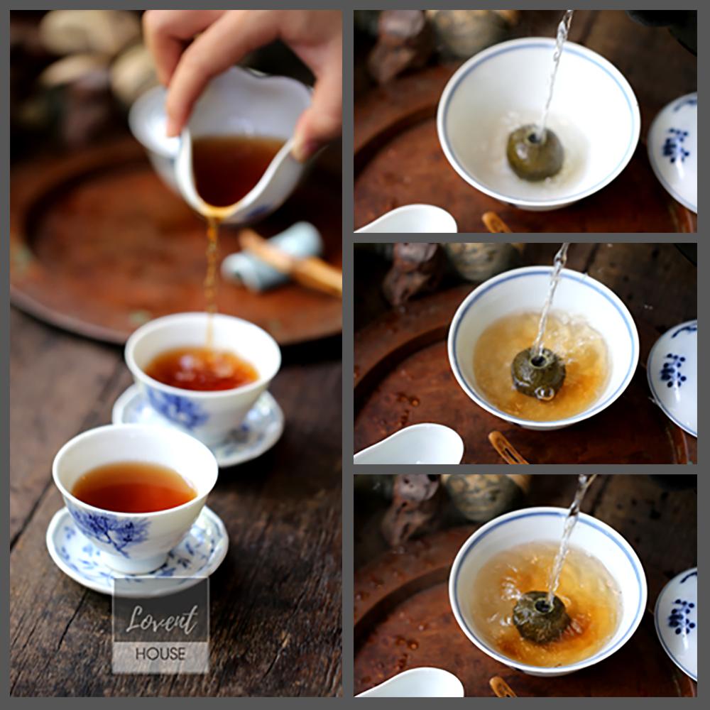 Trà Tiểu Thanh Cam Phổ Nhĩ Cung Đình 8 năm - 1viên 5g - Thanh mát hậu vị sâu, tốt cho sức khỏe