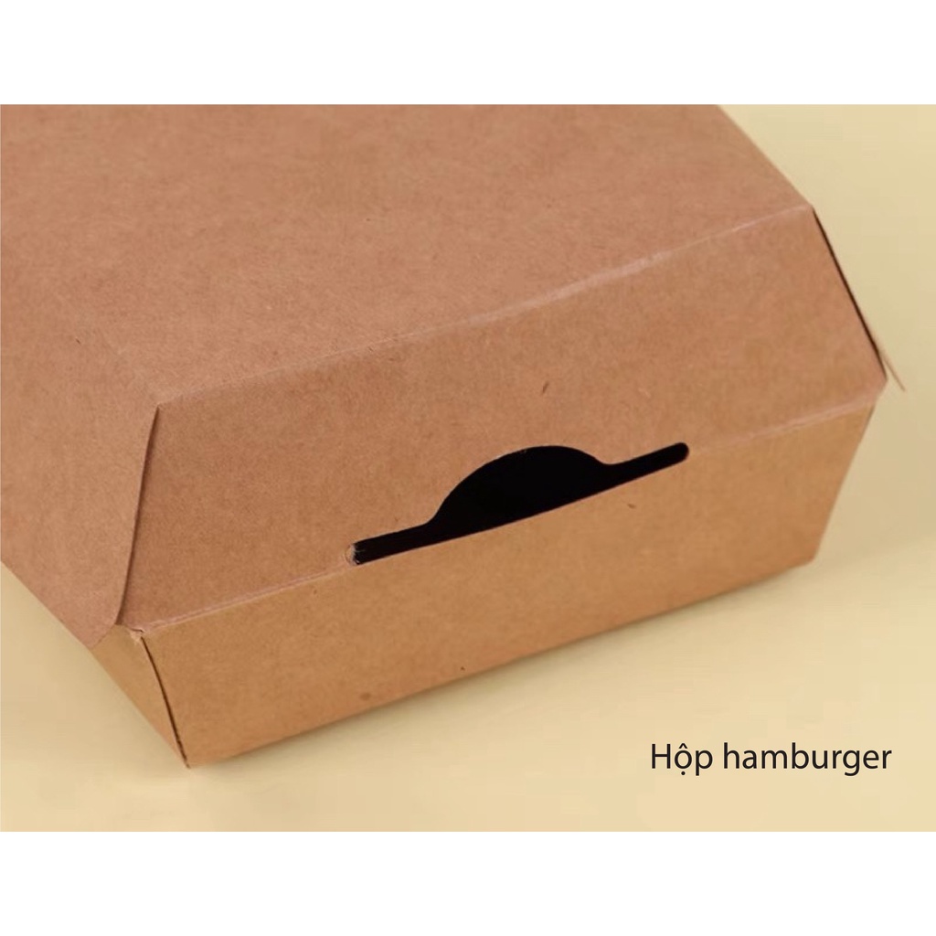 100 cái hộp giấy kraft hamburger, 130 cái hộp hamburger có hình
