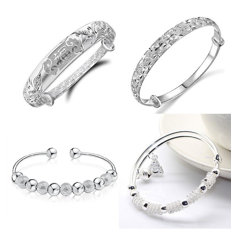 Nhẫn nữ Vòng tay bạc nguyên chất 999 Hoàng gia Starry Bạn gái Người yêu đơn giản Quà tặngT