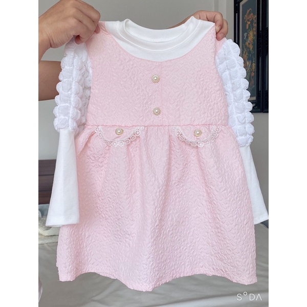 Váy dài tay cho bé, váy thời trang thu đông bé gái 8-15kg