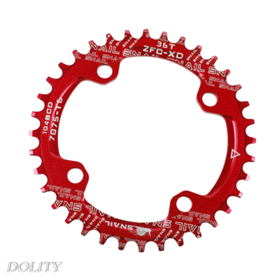 [DOLITY]Bike Chainring 104 BCD Single Speed Chain Ring 32T 34T 36T 38T Red  32T