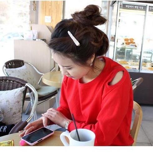 Kẹp Tóc Mỏ Vịt Bằng Hợp Kim Đính Đá Ngọc Trai Thời Trang Hàn Quốc