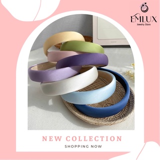Bờm tóc Băng đô tiểu thư lụa satin hot trend Hàn Quốc Emlux Jewelry Store