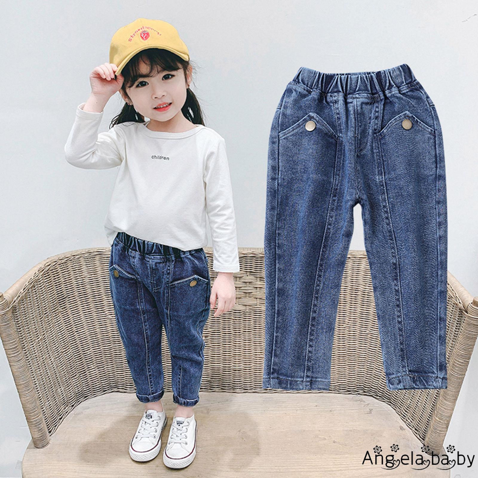 Quần Jeans Dài Lưng Thun Thời Trang Cho Bé