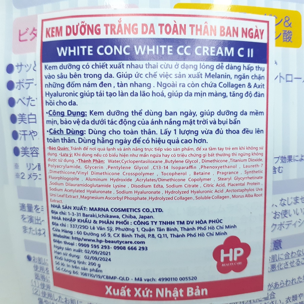 Kem dưỡng trắng White CC Cream White Conc 200g