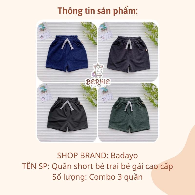 Combo 3 quần ngắn bé trai bé gái unisex mùa hè chất cotton mềm mại BADAYO E2.043.08