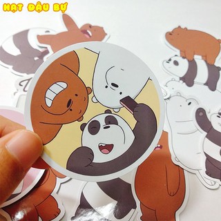 Set 14 stickers bare bears bụng bự - Hạt đậu bự