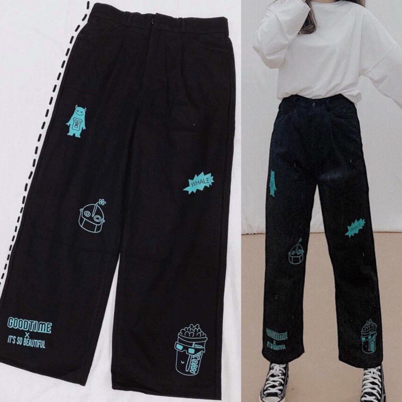 Quần Ống Rộng Dáng Suông Kaki Hoạ Tiết Gobi Ulzzang Nam Nữ Unisex | BigBuy360 - bigbuy360.vn