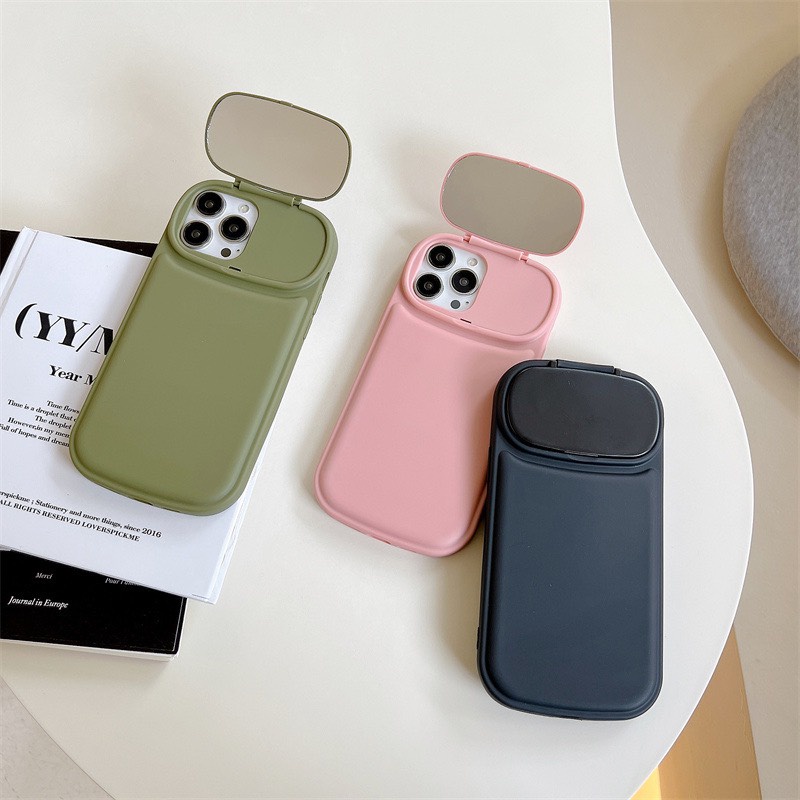 [Đen, Tím, Nâu, Trắng Sữa] Ốp nắp lật mặt gương trang điểm x/xs/xsmax/11/12/13/14/pro/max