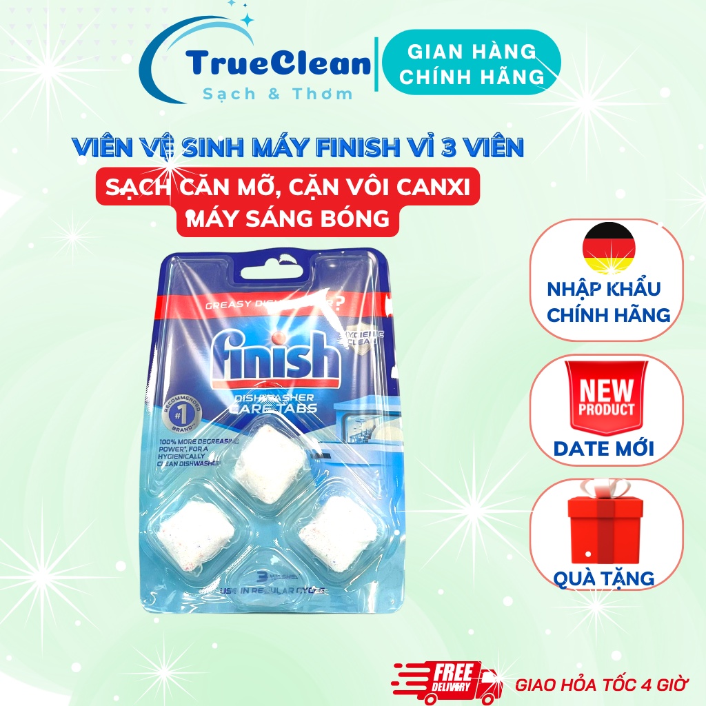 Viên vệ sinh máy rửa chén bát Finish làm sạch máy rửa bát, sạch cặn mỡ