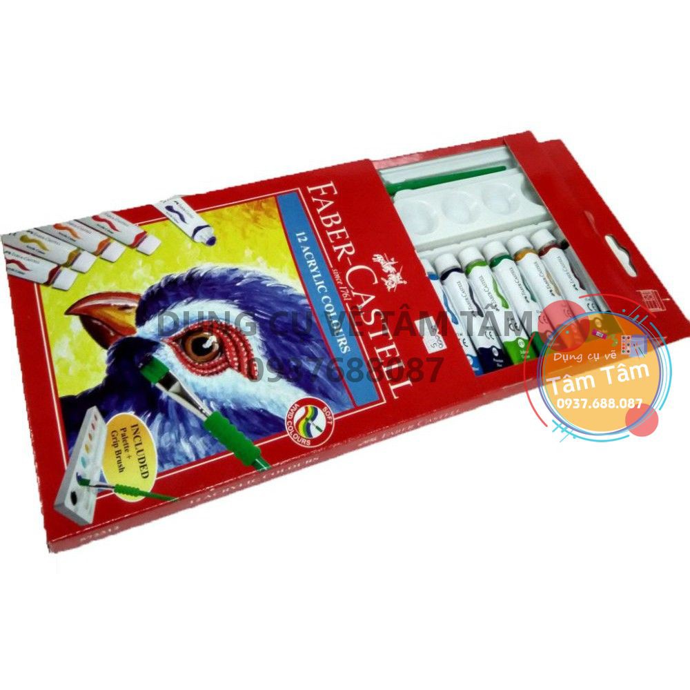 [ TÂM TÂM ]-Màu acrylic Faber Castell bộ 12 màu tuýp, ACRYLIC FABER CASTELL-