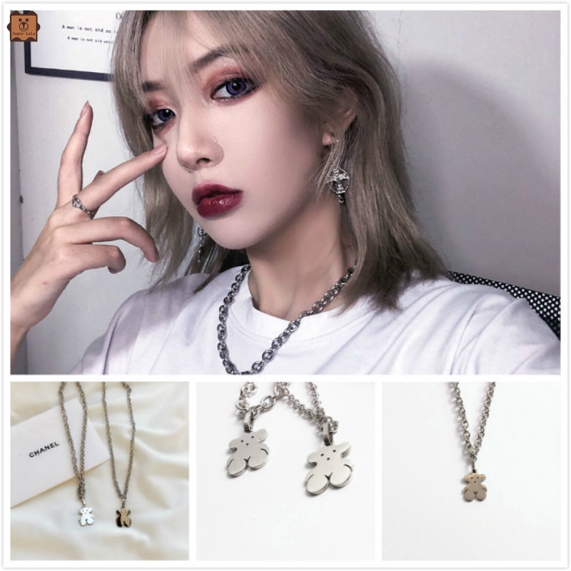 Dây Chuyền Mặt Hình Gấu Bằng Thép Không Gỉ Cho Cặp Đôi