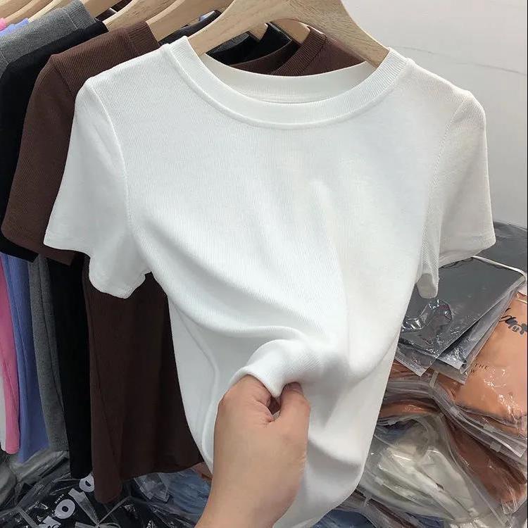 Áo thun ngắn tay màu sắc thanh lịch thời trang cho nữ