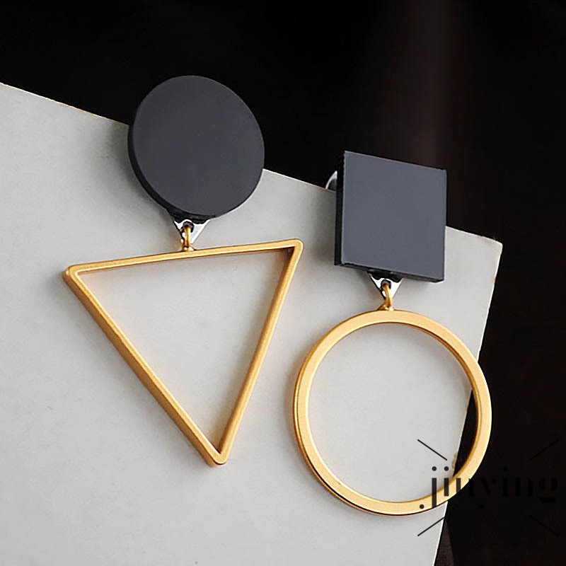 GETNOIVAS ❤S Wind Simple Style Asymmetrical Geometric Earrings for Women Girls European Style Modern All-match