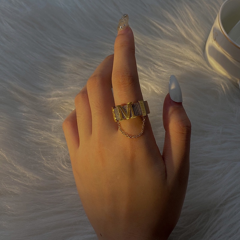 Nhẫn Thép Không Gỉ Khắc Chữ M Xu Hướng Mới Phong Cách Hip hop Thời Trang Cho Nữ