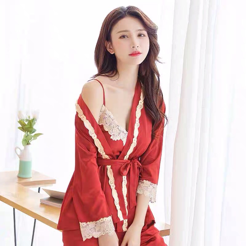Áo Choàng Ngủ KIMONO Lụa Satin Cao Cấp - Bộ Ngủ Sexy 2 Dây | BigBuy360 - bigbuy360.vn