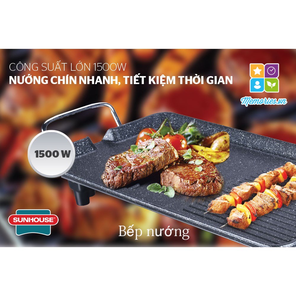 Bếp nướng điện Sunhouse SHD4607, Công suất 1500W - Chính hãng chất lượng cao, gọn nhẹ, phù hợp du lịch