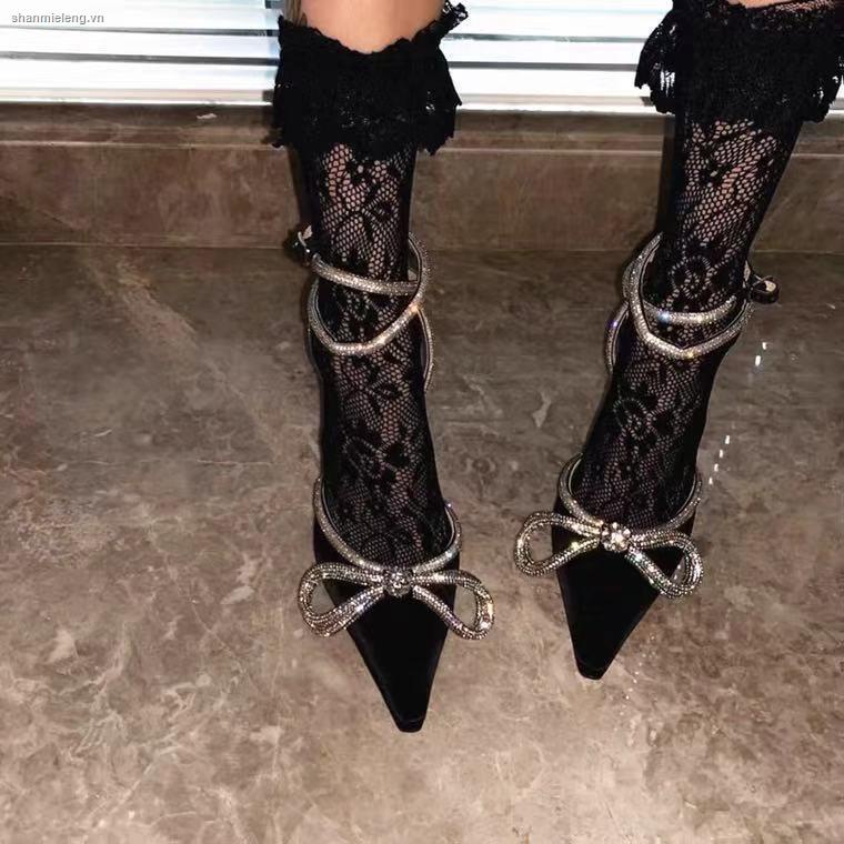 Giày cao gót đính đá pha lê thời trang cho nữ 2021