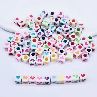 Set 100 Hạt Xâu Chuỗi Hình Vuông / Chữ Cái Nhiều Màu Sắc Dùng Để Làm