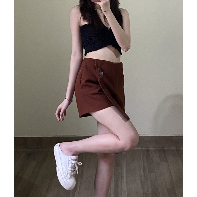 Thanh lý pass Quần giả váy vạt chéo màu nâu cam