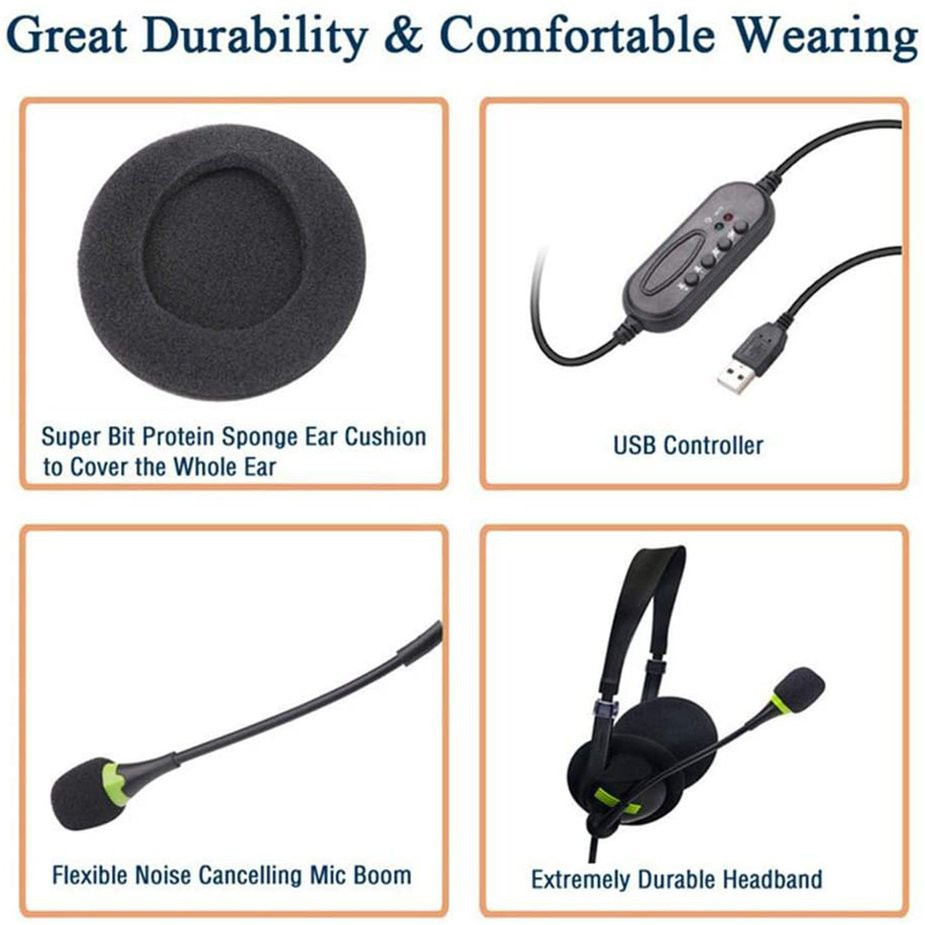 Tai Nghe Chụp Tai Có Dây Kèm Mic Chống Ồn Tiện Dụng Cho Máy Tính Laptop