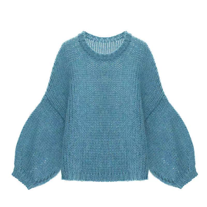 Áo len mohair dệt kim dáng rộng phong cách pháp thời trang cho nữ | BigBuy360 - bigbuy360.vn