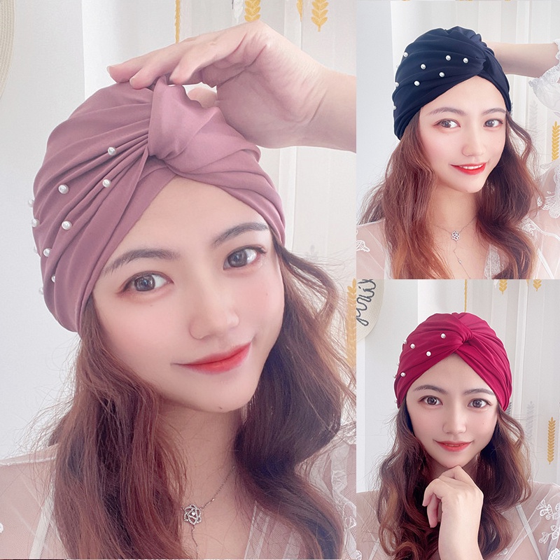 Mũ Bơi Rộng Vành Thiết Kế Xếp Ly Dễ Thương Che Tai Không Tạo Nếp Nhăn Cho Nữ