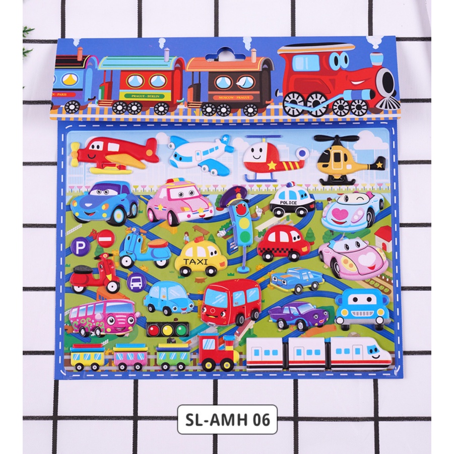 Sticker 3D chống thấm xe ô tô BIG SIZE dán cho bé đồ chơi dán giải trí học thêm về sinh vật biển, khủng long