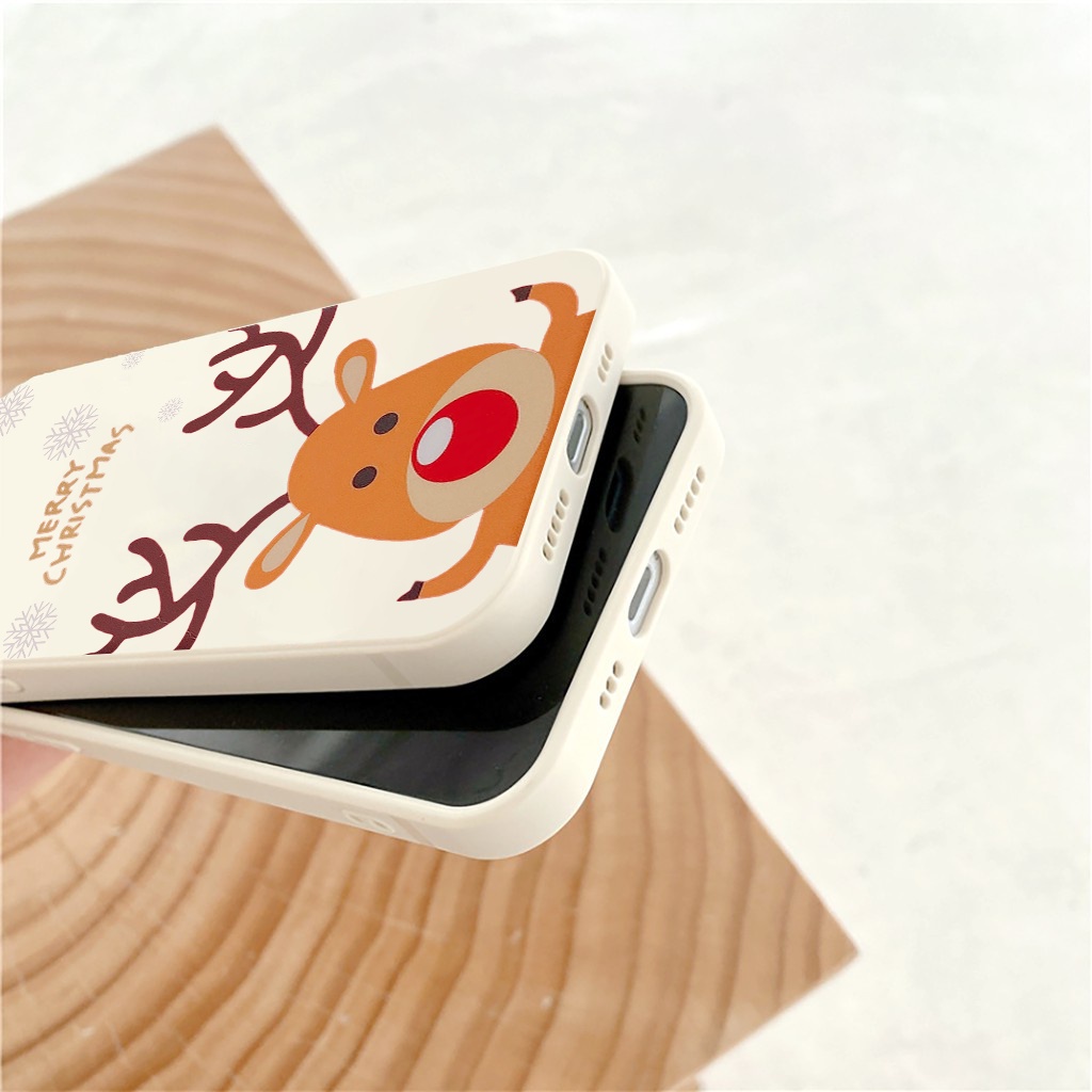 Ốp lưng iphone Noel tuần lộc viền vuông chống sốc ip 13promax 6 7 8 plus x xsmax 11 12promax e141