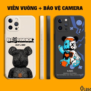Ốp lưng iPhone 13 / Mini / Pro / Promax gấu cạnh viền vuông có bảo vệ camera