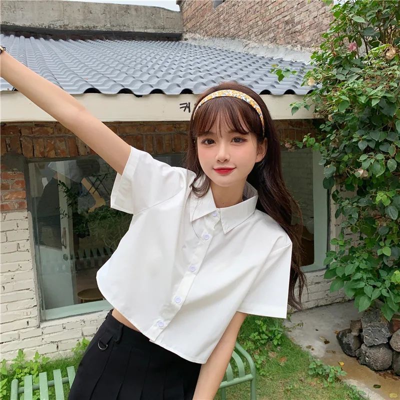 Hàng Mới Về Mới Áo Sơ Mi Cổ polo Tay Ngắn Thời Trang Mùa Hè Phong Cách Hàn Quốc Cho Nữ