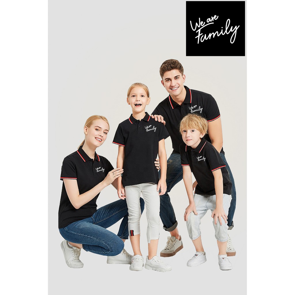 Áo thun gia đình có cổ đủ size từ 9kg đến 90kg - We are family.
