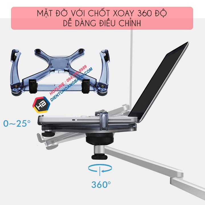 Giá Treo Màn Hình OA 7X 17 - 24 - 27 - 32 Inch - Kèm Tay Treo Đỡ Laptop 10 - 15.6 Inch - Gắn Bàn Đa Năng
