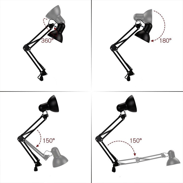 Đèn học kẹp bàn Pixar,Thân đèn kim loại Xoay 360 độ, Bóng Led chống cận