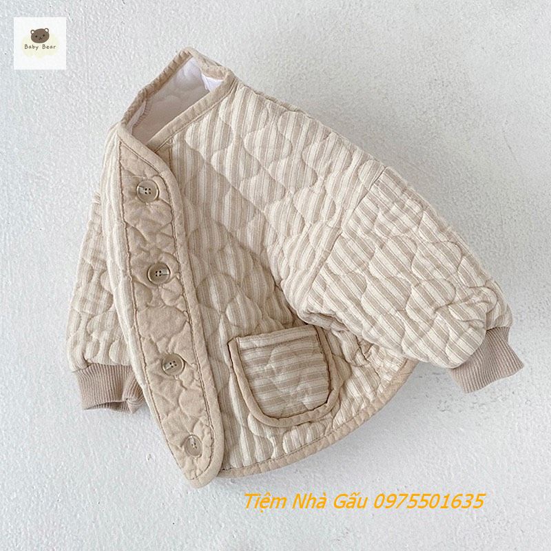 Áo khoác gió chần bông lót lông ấm cho bé 4-15 kg kiểu dáng hàn quốc dễ thương cho trẻ