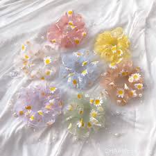 Dây buộc tóc Scrunchies hoa cúc HARIQUEEN