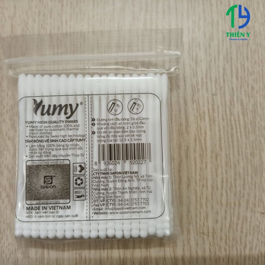 Tăm bông trẻ em Yumy Kid cao cấp, tăm bông sơ sinh, bông ngoáy tai cho bé, gói 100 cái – Thiên Y Pharmacy