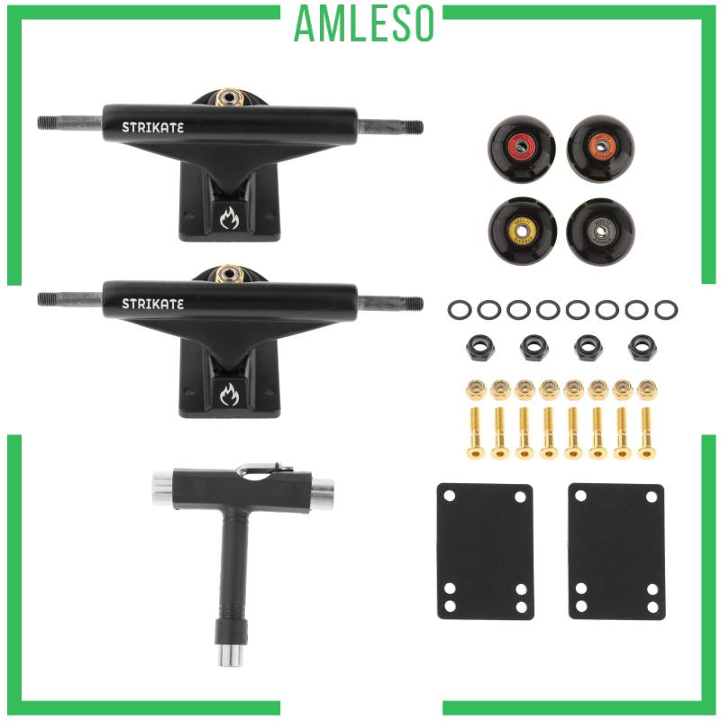 [AMLESO]Skateboard TRUCKS 52mm Wheels and Bearings with Pads