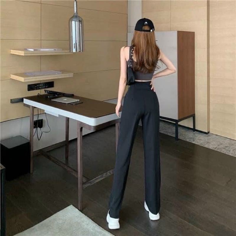 Quần ống rộng nữ lưng cao TK FASHION dáng suông nữ 2 khuy nhiều màu chất tuyết mưa đẹp dễ phối đồ (M 101)