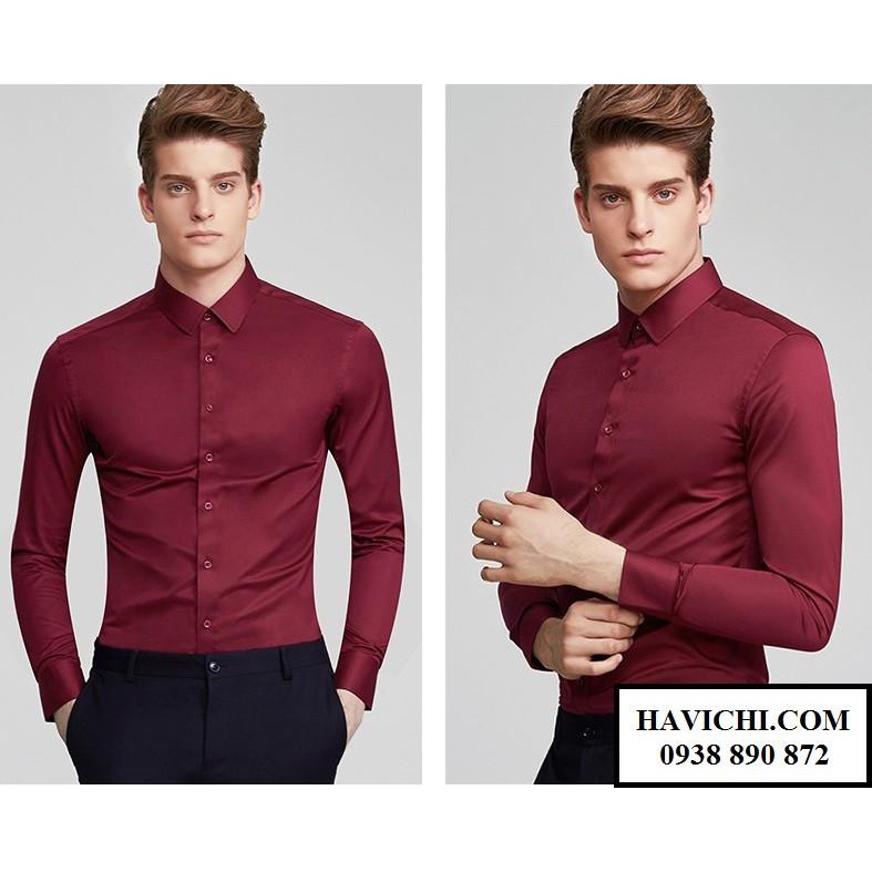 Áo sơ mi nam đỏ 💚𝗙𝗥𝗘𝗘𝗦𝗛𝗜𝗣💚 - Sơ mi nam đỏ sang trọng, vải mềm mịn, thoáng mát, dễ ủi | BigBuy360 - bigbuy360.vn