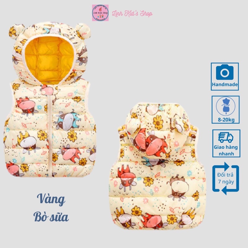 Áo phao gile có mũ Quảng Châu cao cấp cho bé 8-23kg