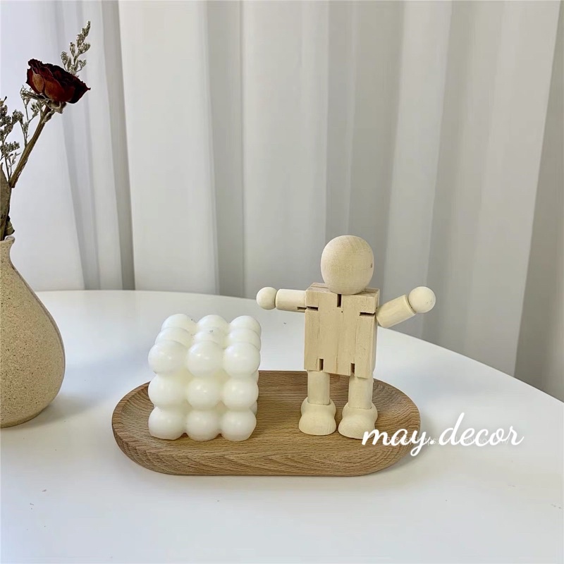 Búp bê bằng gỗ trang trí vui nhộn có thể thay đổi động tác