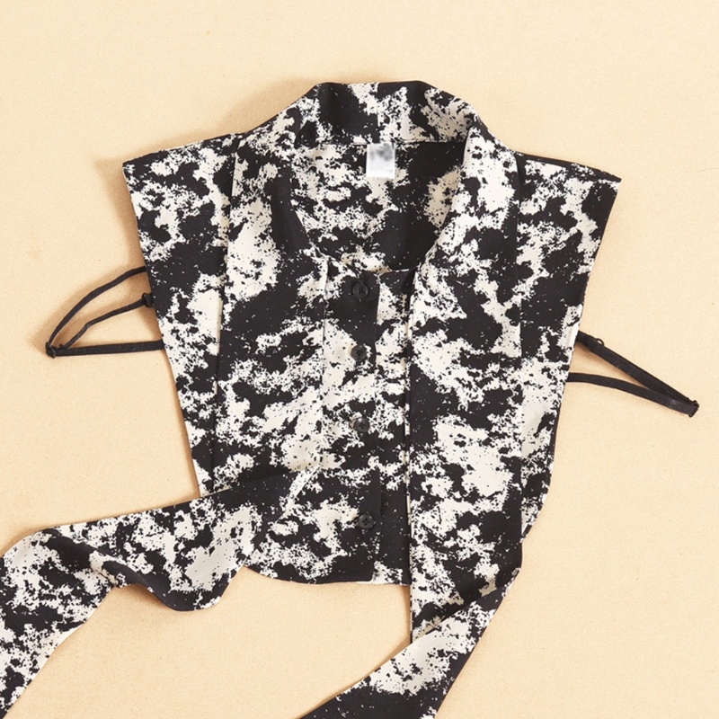 Cổ Áo Sơ Mi Giả Nhiều Lớp Họa Tiết Mực In Dành Cho Nữ