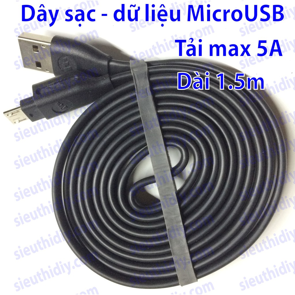 Dây sạc - dữ liệu USB - MicroUSB lõi 20AWG tải dòng 5A, bản dẹt