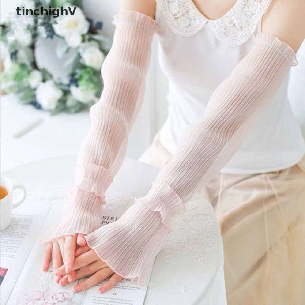 Găng Tay Dài Hở Ngón Chống Nắng Mùa Hè Cho Nữ