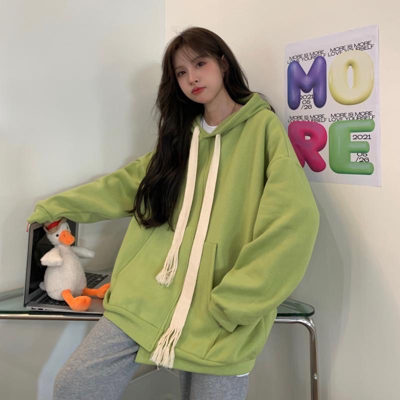 Áo Hoodie Dáng Rộng 🖤 TVX Clothes🤍 Áo Hoodie Lót Lông Trơn Dây Bản To | BigBuy360 - bigbuy360.vn