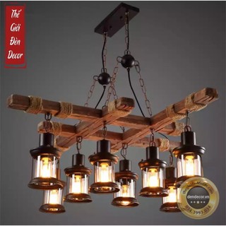Đèn thả trần Vintage T134 đèn chùm phòng nổ 8 bóng trang trí quầy bar quán cafe