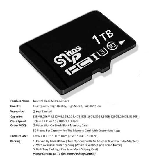 Thẻ nhớ Micro SD Class 10 1TB 1TB dung lượng 1TB tiện lợi